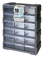 15 Inch (in) Item Width and 18 3/4 Inch (in) Item Height Plastic Drawer Storage Cabinet (PDC-18BK)