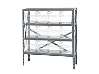 Quantum Clear-View Store-Max 8 Inch (in) Steel Shelving with Shelf Bin