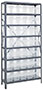 1275-SB802CL Quantum Clear-View Store-Max 8 Inch (in) Steel Shelving with Shelf Bin