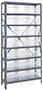 1275-SB809CL Quantum Clear-View Store-Max 8 Inch (in) Steel Shelving with Shelf Bin