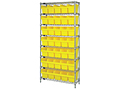 Quantum Store-Max 8 Inch (in) Shelf Bin Wire Shelving (Yellow Bins)